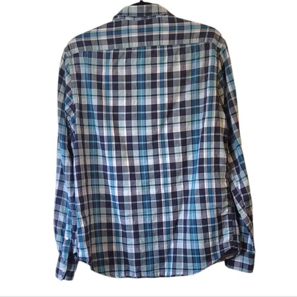Michael Kors Blue Plaid Button Down Shirt Size L - Picture 2 of 6